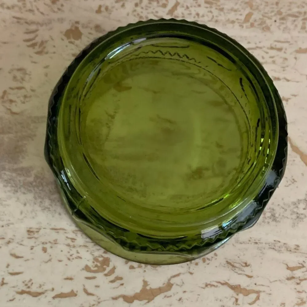 Vintage Indiana glass kings crown/thumbprint small bowl  green mcm mid century s
